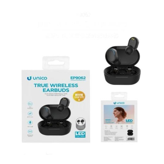Unico Wireless earphones , Bluetooth 5.3, Type-C Charging – Black