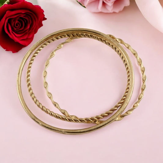 Stainless Steel Gold Color Plated Bracelet – Stylish & Durable Bangle Set