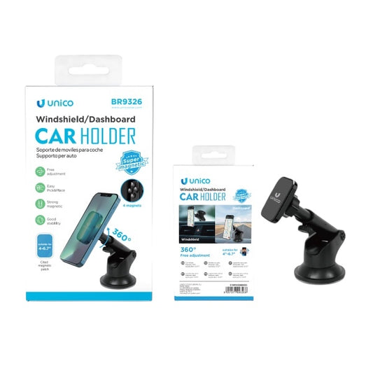 Unico Windshield Dashboard Car Holder | 360° Magnetic Mobile Holde