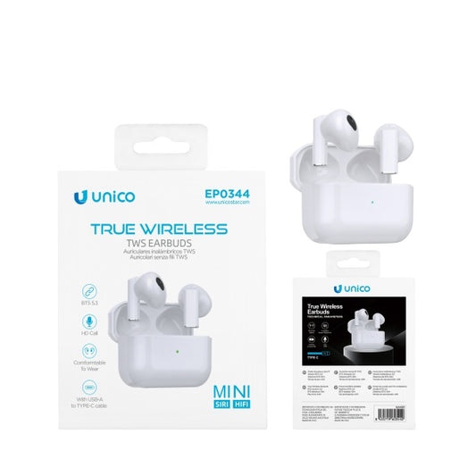Unico EP0344 True Wireless Earbuds with Charging Case.