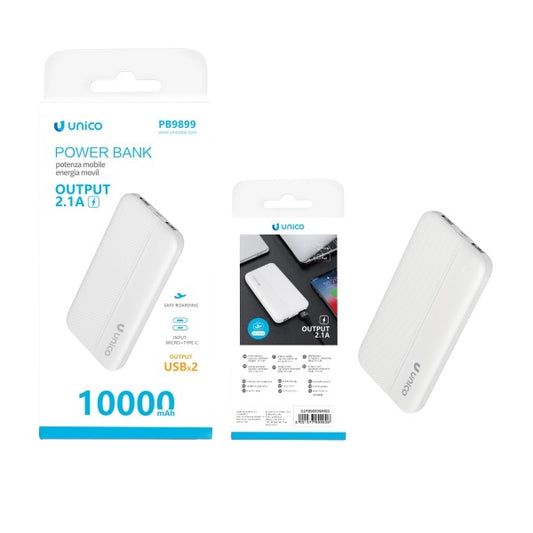 Unico PB9899 Power Bank, a portable charger with a 10,000mAh capacity